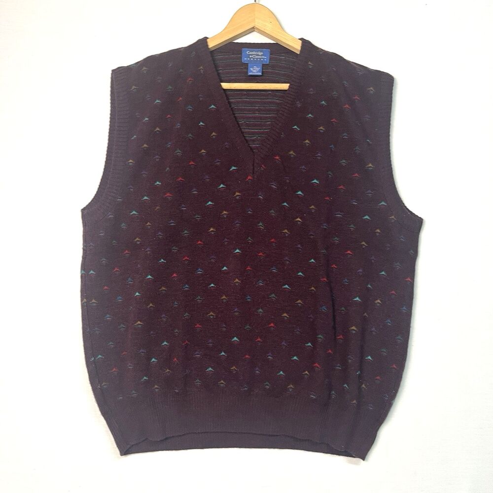 VTG Cambridge Classics Mervyns Sweater Vest Dark‎ Academia V Neck Wool